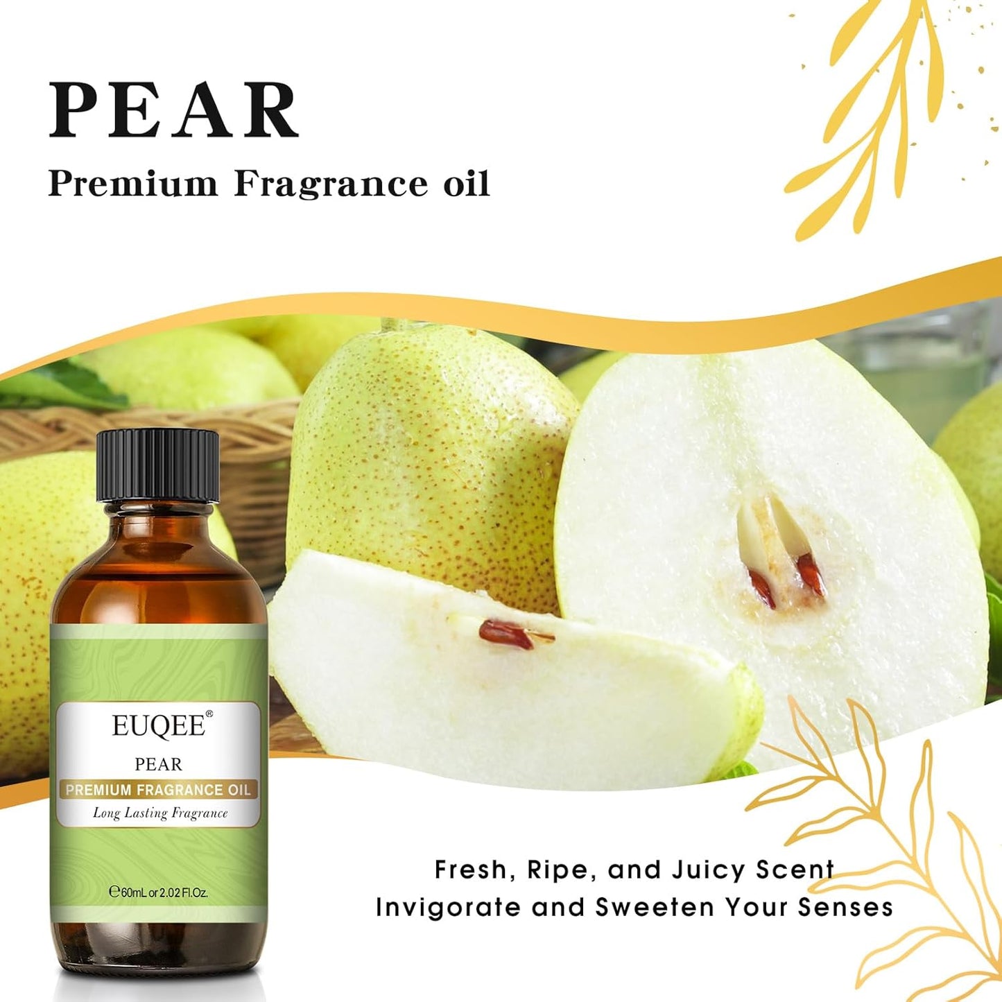 Kriaušių kvapo aliejus, aukščiausios kokybės kvapnusis eterinis aliejus, 2,02 fl. oz., skirtas muilo žvakėms gaminti, difuzoriams, aromaterapijai (60 ml)