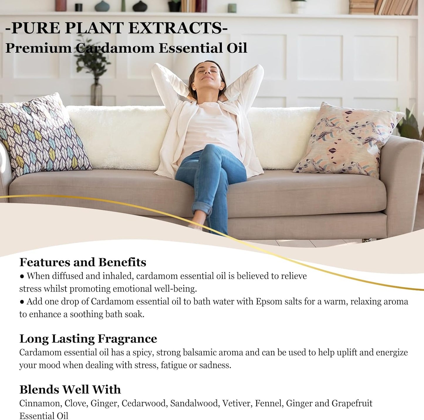 Kardamono eterinis aliejus, 118 ml didelis buteliukas, aukščiausios kokybės kardamono aliejus su stikliniu lašintuvu, puikiai tinka difuzoriams, žvakėms ir muilui gaminti – 4oz.