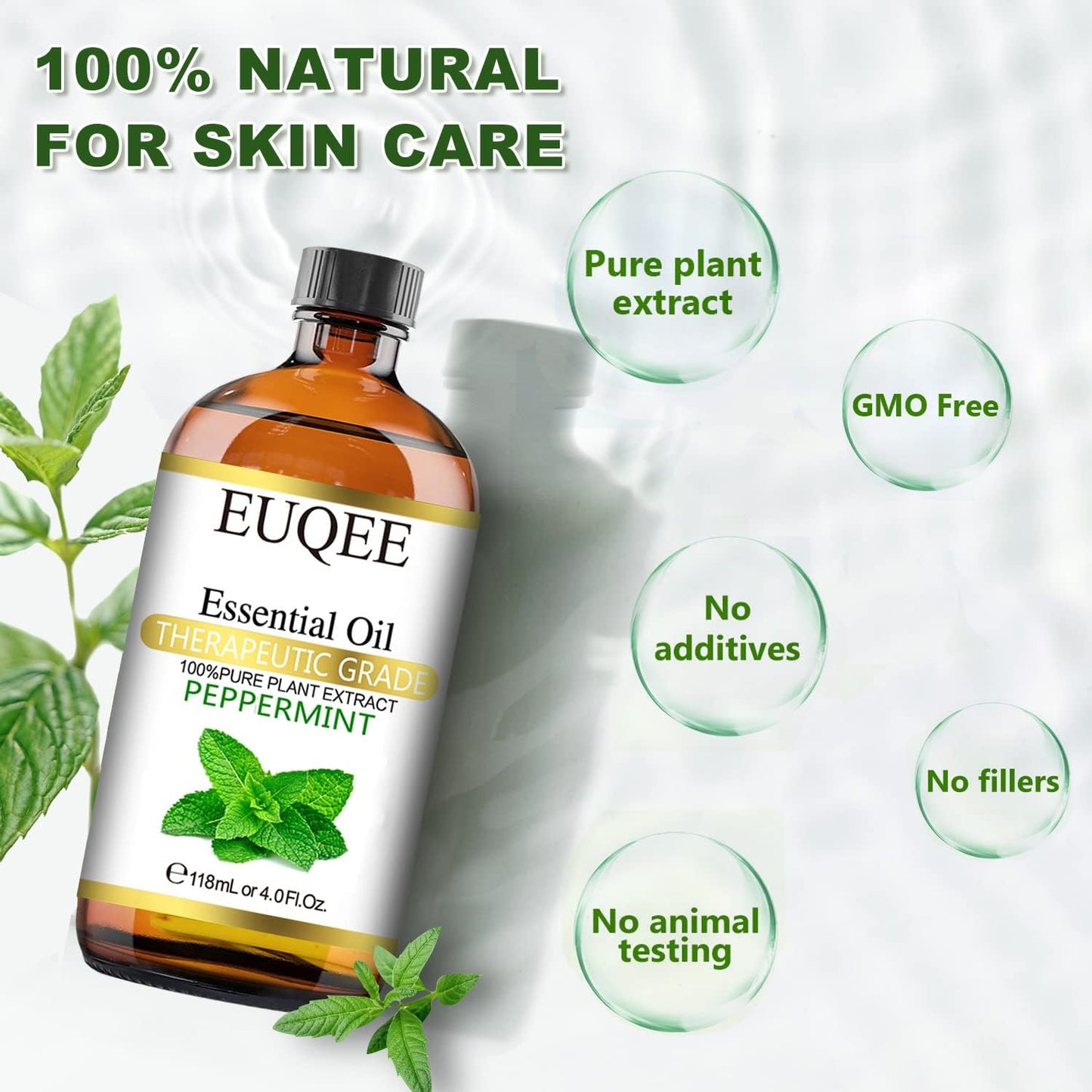 Pipirmėčių eterinis aliejus 118 ml gryno pipirmėčių aliejaus su stikliniu lašintuvu, puikiai tinka aromaterapijai, difuzoriui, muilo žvakėms gaminti - 4 skysčio uncijos