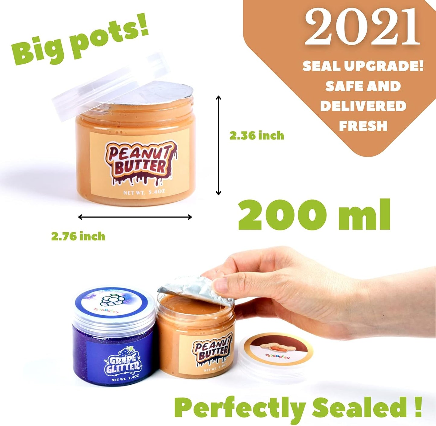 „ToysButty“ gleivių rinkinys vaikams, 6 skirtingų kvapų paruoštos gleivės 28 uncijų indeliuose su vaisių pakabuku, purus blizgučių sviesto glaisto skaidrus gleivių rinkinys, dovana mergaitėms ir berniukams vakarėliui