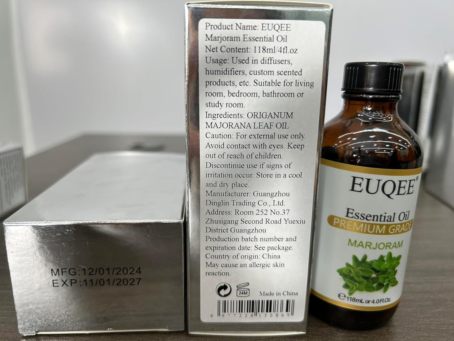 Mairūno eterinis aliejus, 118 ml didelis buteliukas, aukščiausios kokybės mairūno aliejus su stikliniu lašintuvu, puikiai tinka difuzoriams, muilo žvakėms gaminti - 4 oz