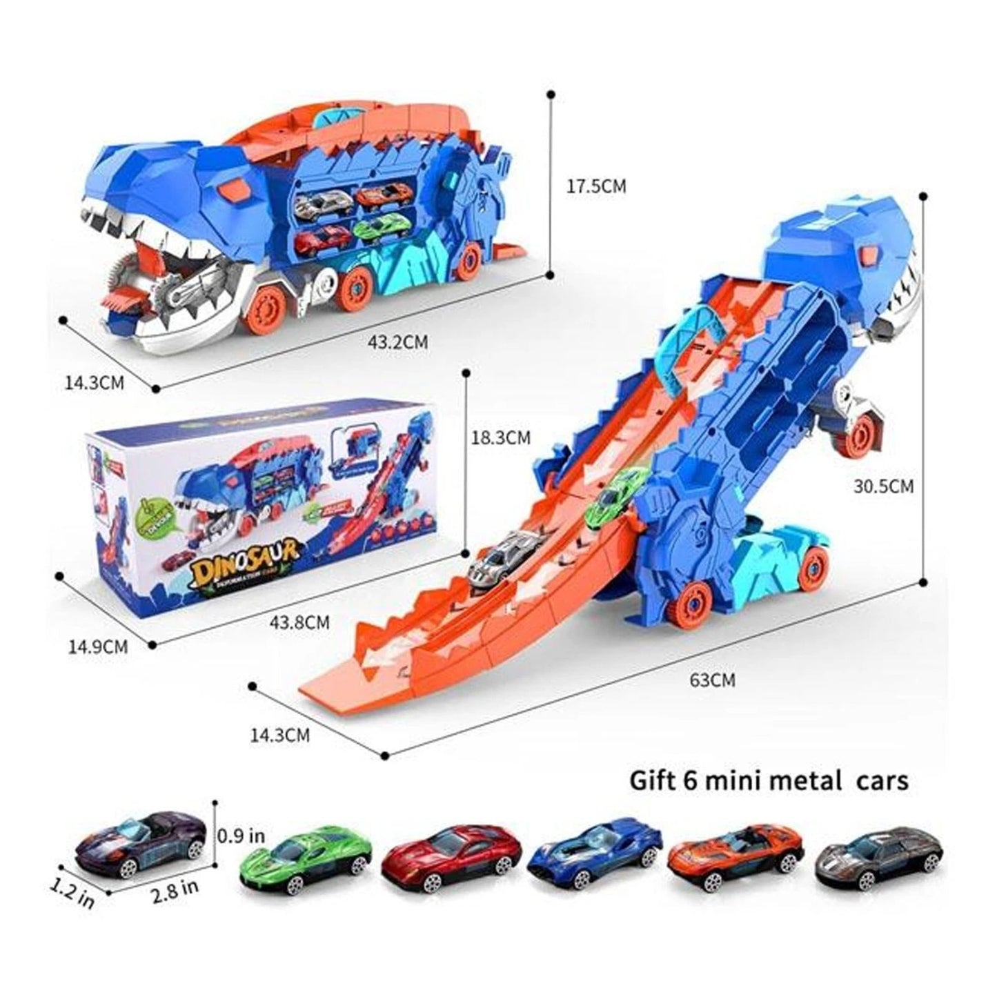 Automobilių sunkvežimis T-REX + 6 automobiliai